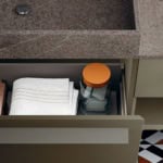 Composition 4 modern Italian bathroom vanity with bronze Placentina Spazzolata stone